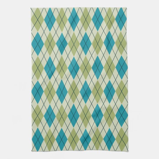 Linge De Cuisine Jacquard vert et bleu (Vertical)