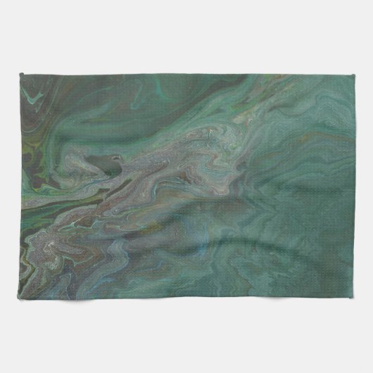 Linge De Cuisine Jade 2 Vert Profond Abstrait (Horizontal)