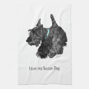 Linge De Cuisine J'adore mon chien Scottie