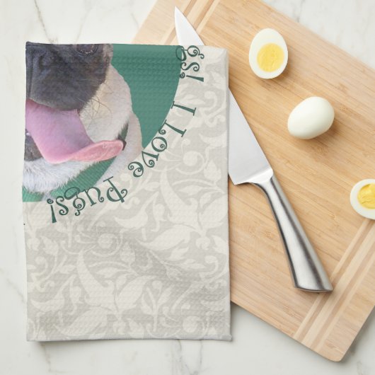 Linge De Cuisine J'aime des carlins ! (Quart Plié)