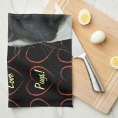 Linge De Cuisine J'aime des carlins avec des coeurs (Quart Plié)