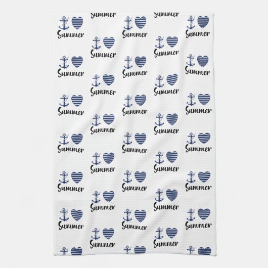 Linge De Cuisine J'Aime L'Ancre D'Été Et Le Coeur Écarté (Vertical)