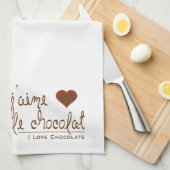 Linge De Cuisine J'aime le chocolat, en français ! (Quart Plié)