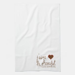 Linge De Cuisine J'aime le chocolat, en français !