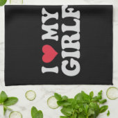 Linge De Cuisine J'aime ma petite GF fille garçon Couple Valentines (Plié)