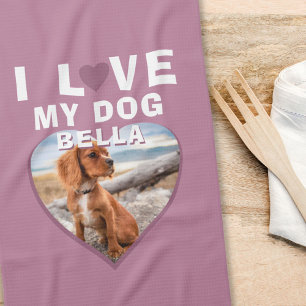 Linge De Cuisine J'aime mon chien Coeur rose Nom de l'animal de com