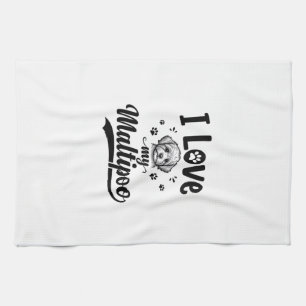 Linge De Cuisine J'aime mon design de chien vintage gravure Maltipo
