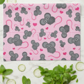 Linge De Cuisine J'aime mon motif de souris dans le rose (Plié)