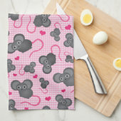 Linge De Cuisine J'aime mon motif de souris dans le rose (Quart Plié)