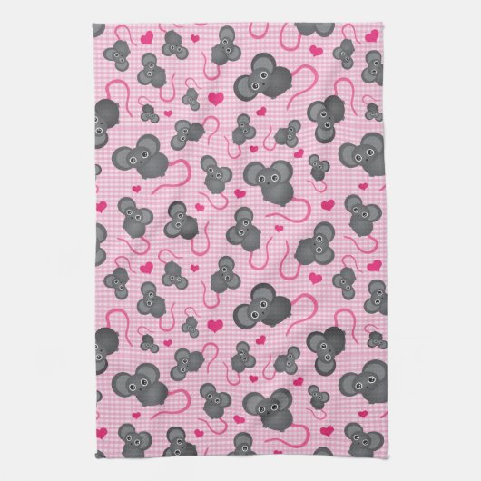 Linge De Cuisine J'aime mon motif de souris dans le rose (Vertical)