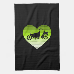 Linge De Cuisine J'Aime Mon Vélo De Cargo - Green Retro Heart