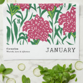 Linge De Cuisine Janvier Marché aux fleurs vert et rose (Plié)