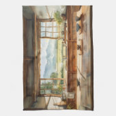 Linge De Cuisine Japanese Countryside Kitchen with Rice Field View (Vertical)