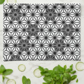 Linge De Cuisine Japonais Asanoha motif - blanc et noir (Plié)