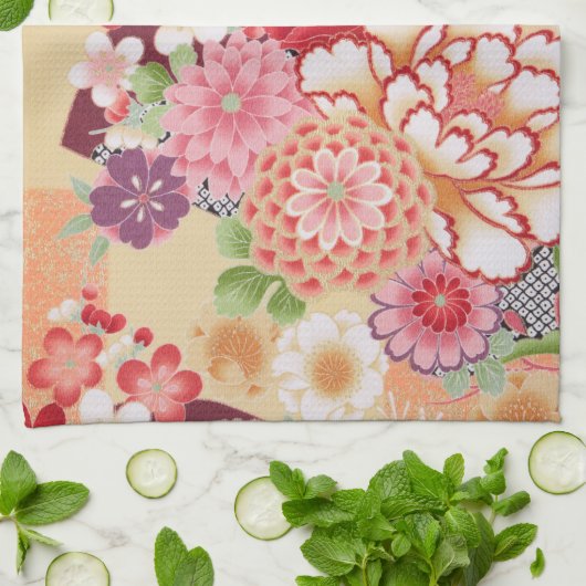 Linge De Cuisine Japonais KIMONO Textile, Fleur (Plié)