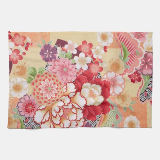 Linge De Cuisine Japonais KIMONO Textile, Fleur (Horizontal)