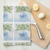 Linge De Cuisine Jar de gingembre bleu et blanc (Quart Plié)