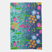 Linge De Cuisine Jardin à fleurs de couleur bleue (Vertical)