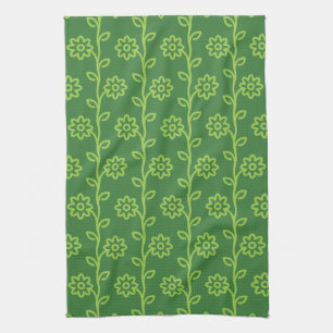 Linge De Cuisine Jardin à fleurs plates vertes Motif