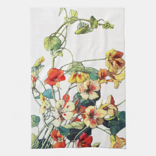 Linge De Cuisine Jardin Art Nouveau Fleurs de Nasturtium