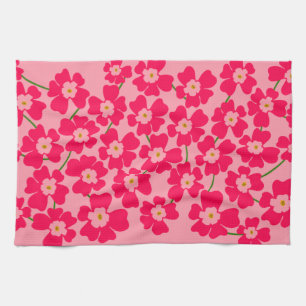 Linge De Cuisine Jardin aux fleurs d'Imaginaire rose magenta