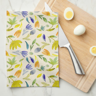 Linge De Cuisine Jardin Botanique Floral Aquarelle Rustique