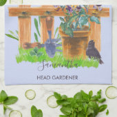 Linge De Cuisine Jardin d'aquarelle Scène de jardinage personnalisé (Plié)