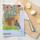 Linge De Cuisine Jardin d'aquarelle Scène de jardinage personnalisé (Quart Plié)