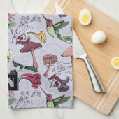 Linge De Cuisine Jardin de colibri floral Lavande violette (Quart Plié)