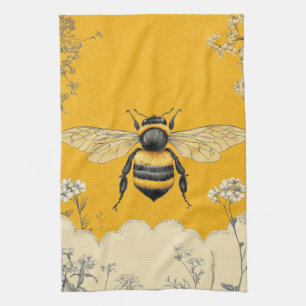 Linge De Cuisine Jardin de fleurs sauvages à abeille à miel vintage