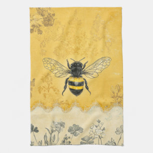 Linge De Cuisine Jardin de fleurs sauvages à l'abeille à miel vinta