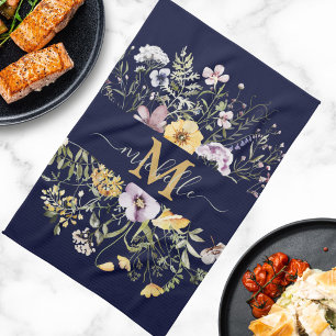 Linge De Cuisine Jardin De Fleurs Sauvages Coloré Et Élégant Monogr