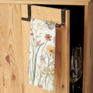 Linge De Cuisine Jardin de fleurs sauvages papillons botaniques flo