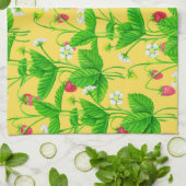 Linge De Cuisine Jardin de fraise sur jaune (Plié)