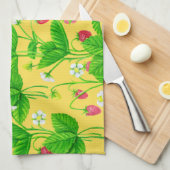 Linge De Cuisine Jardin de fraise sur jaune (Quart Plié)