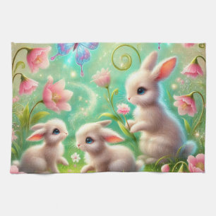 Linge De Cuisine Jardin de lapin de printemps Imaginaire