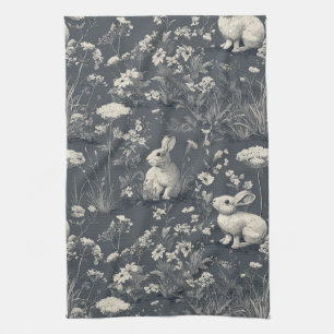 Linge De Cuisine Jardin de lapins motif toile de Jouy botanique noi