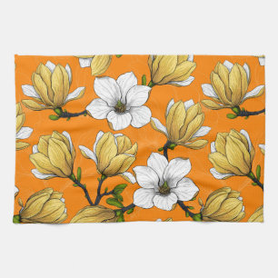 Linge De Cuisine Jardin de Magnolia en jaune