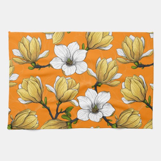 Linge De Cuisine Jardin de Magnolia en jaune (Horizontal)