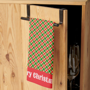 Linge De Cuisine Jardin de Noël rouge et vert