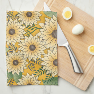 Linge De Cuisine Jardin de tournesol jaune fleuri gras
