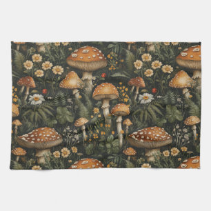 Linge De Cuisine Jardin des champignons vintages Motif sans couture