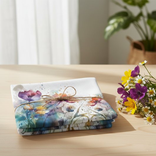 Linge De Cuisine Jardin Dreamscape : Fleurs d'aquarelle Abstraites