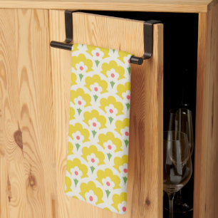 Linge De Cuisine Jardin Fleur Jaune Retro Motif