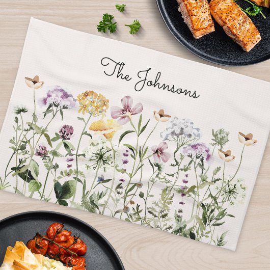Linge De Cuisine Jardin Fleur sauvage de nom personnalisé