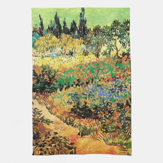 Linge De Cuisine Jardin fleuri avec sentier par Vincent van Gogh (Vertical)