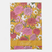 Linge De Cuisine Jardin Floral Bohème Jaune Nom Personnalisé (Vertical)