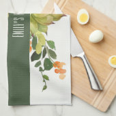 LINGE DE CUISINE JARDIN FLORAL CACTUS ORANGE SUCCULÉ (Quart Plié)