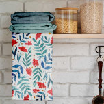 Linge De Cuisine Jardin magique - rouge et turquoise<br><div class="desc">Jardin magique - rouge et turquoise. Aquarelle botanique illustration serviette cuisine</div>