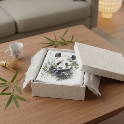 Linge De Cuisine Jardin Panda à l'aquarelle